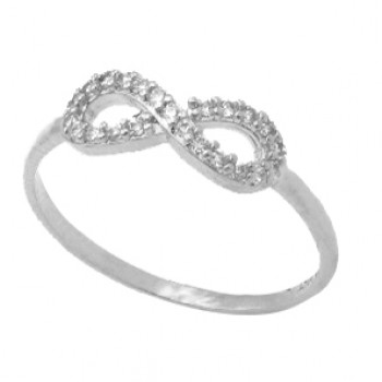 Anel infinito zirconia cristal, prata. 340843