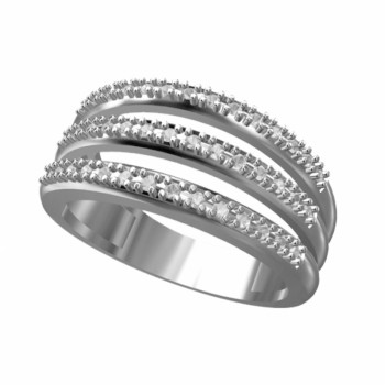 Anel 3 fios zirconia cristal, prata. 340844