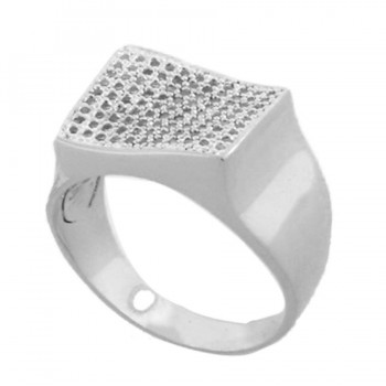 Anel retangular movimento zirconia cristal, prata. 340866