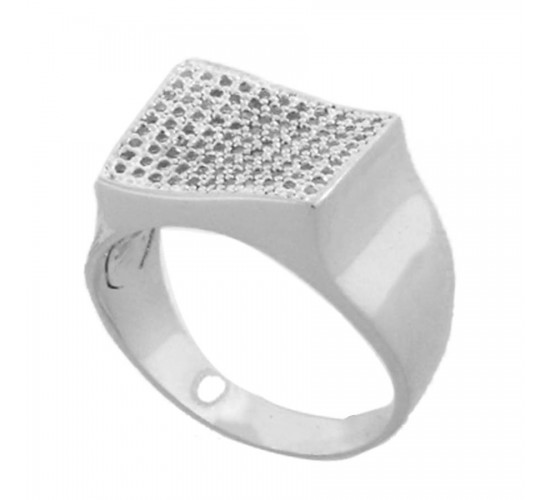 Anel retangular movimento zirconia cristal, prata. 340866