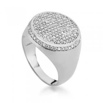 Anel redondo pave zirconia cristal, prata. 340867