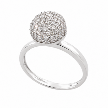Anel meia esfera menor zirconia cristal, prata. 340871