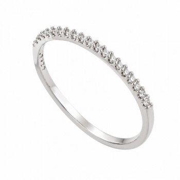 Anel meia alianca fina zirconia cristal, prata. 340879