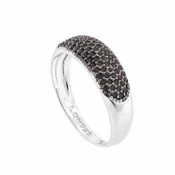 Anel alianca pave grossa zirconia negra, prata. 340884
