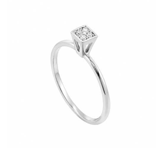 Anel mini chuveiro quadrado zirconia cristal, prata. 340916