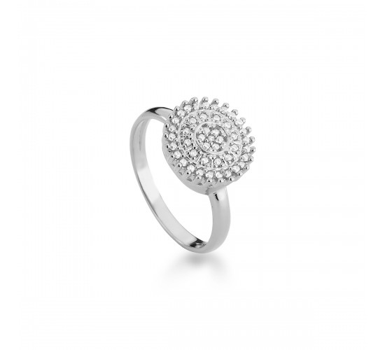 Anel pizza zirconia cristal, prata. 340925