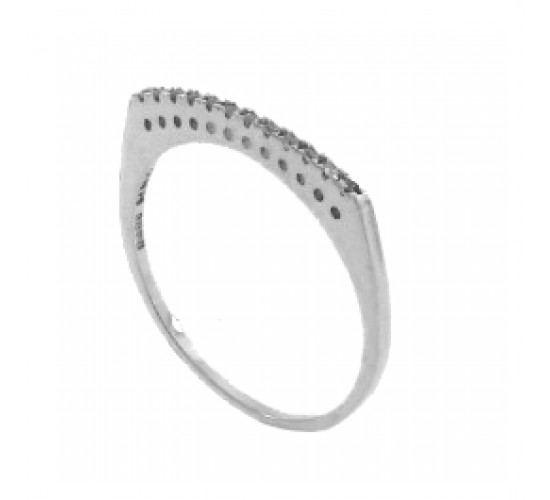 Anel alianca fina zirconia cristal vazada, prata. 340941