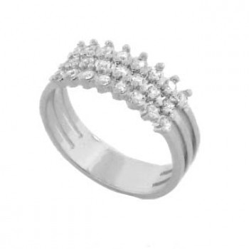 Anel trio junto zirconia cristal, prata. 340944
