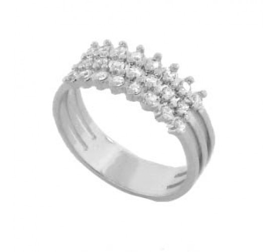Anel trio junto zirconia cristal, prata. 340944