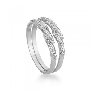 Anel aparador 3 fios diagonal zirconia cristal, prata. 341015