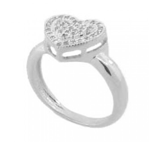 Anel coracao zirconia cristal, prata. 341017