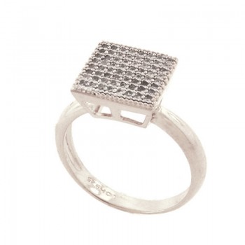 Anel chuveiro quadrado maior zirconia cristal, prata. 341069