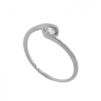 Anel solitario movimento zirconia 3,5mm cristal, prata. 341077