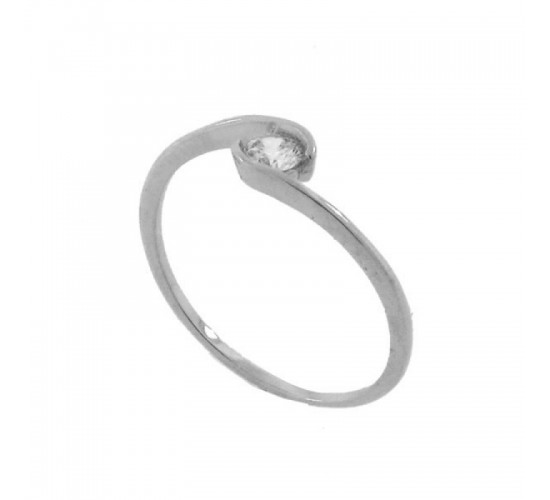 Anel solitario movimento zirconia 3,5mm cristal, prata. 341077
