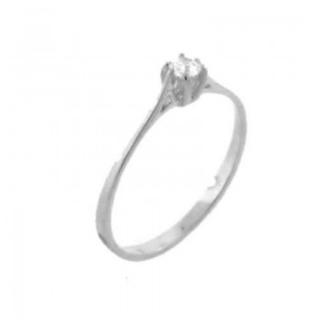 Anel solitario zirconia cristal 3mm em prata. 341102