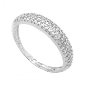 Anel meia alianca pave zirconia cristal, prata. 341112