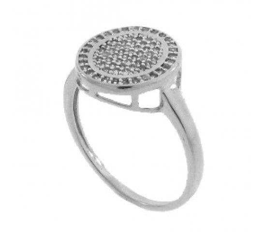 Anel oval zirconia cristal no centro e em volta, prata. 341142