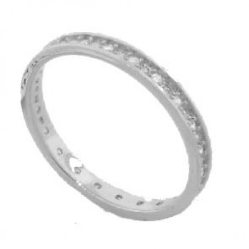 Anel alianca microgrifas zirconia cristal, prata. 341176