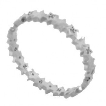Anel fino intercalado estrelas lisa e zirconia cristal, prata. 341189
