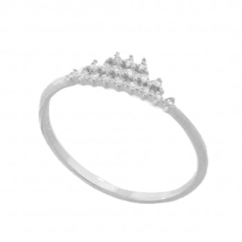 Anel fino 3 fileiras zirconia cristal, prata. 341210