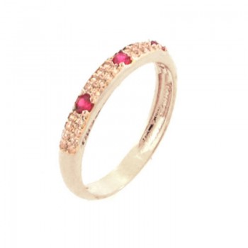 Anel meia alianca zirconia cristal com 4 zirconias vermelha, Prata. 341222