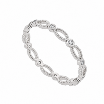 Anel fino vazado intercalado com zirconia cristal, prata. 341230