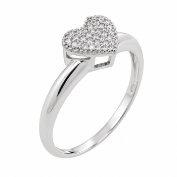Anel chuveiro coracao zirconia cristal, prata. 341363