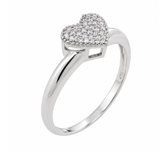 Anel chuveiro coracao zirconia cristal, prata. 341363