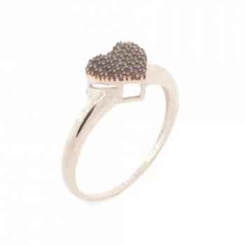 Anel chuveiro coracao zirconia negra, prata. 341365