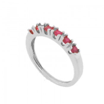 Anel meia alianca zirconia vermelho rubi 2.5mm, prata. 341369