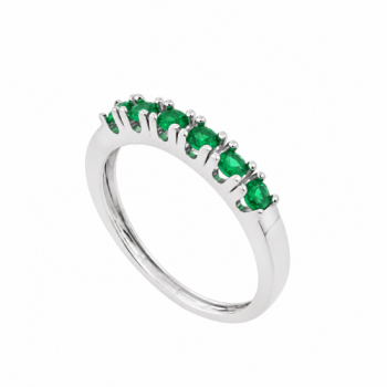 Anel meia alianca zirconia verde esmeralda 2.5mm, prata. 341370