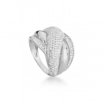 Anel Movimento liso e zirconia branca, prata. 341377