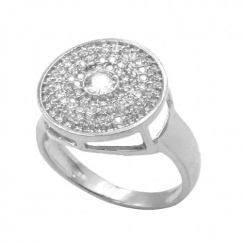 Anel mandala redonda zirconia cristal e zirconia maior dentro, Prata. 341380