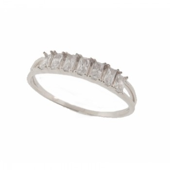 Anel 7 baguetes cristal, prata. 341384
