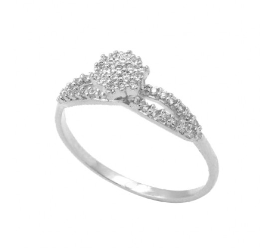 Anel chuveiro 6 lados zirconia cristal com laterais vazadas zirconia cristal, prata. 341387