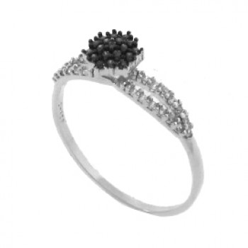 Anel chuveiro 6 lados zirconia chocolate com laterais vazadas zirconia cristal, prata. 341389