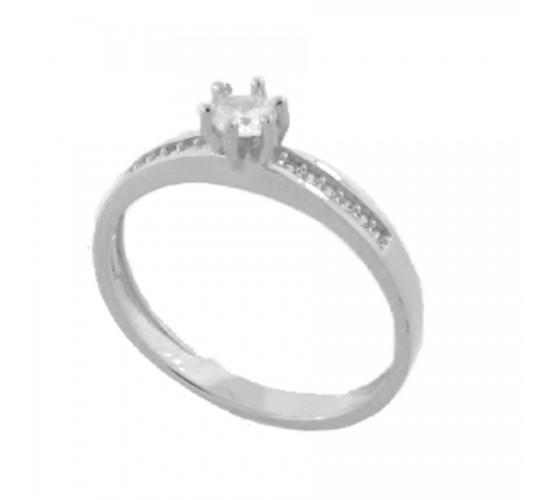Anel solitario zirconia 3,5mm aro zirconia cristal, prata. 341424