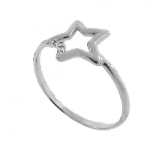 Anel estrela vazada com detalhe zirconia cristal, prata. 341425