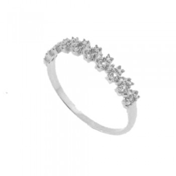 Anel meia alianca zirconia cristal, prata. 341442