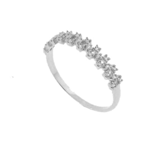 Anel meia alianca zirconia cristal, prata. 341442