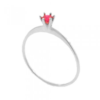 Anel solitario zirconia vermelho rubi 3,5mm, prata. 341447
