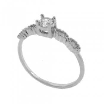 Anel solitario zirconia cristal 3,5mm zirconia cristal nas laterais, prata. 341450