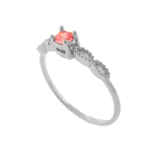 Anel solitario zirconia rosa 3,5mm laterais infinito, prata. 341451