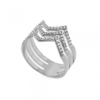 Anel 3 tiras zig zag zirconia cristal, prata. 341459
