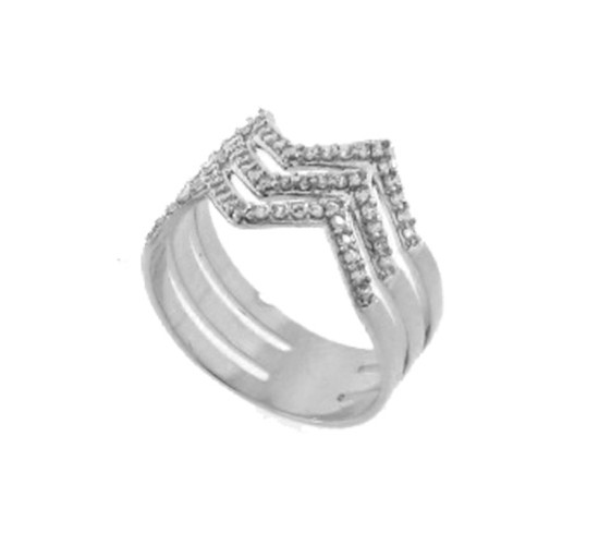 Anel 3 tiras zig zag zirconia cristal, prata. 341459