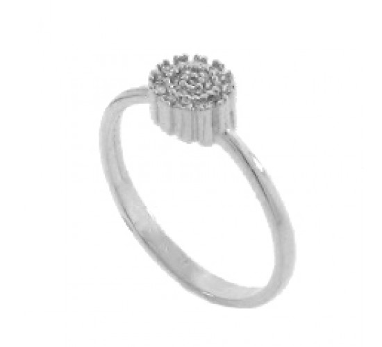 Anel chuveiro redondo zirconia cristal, prata. 341460