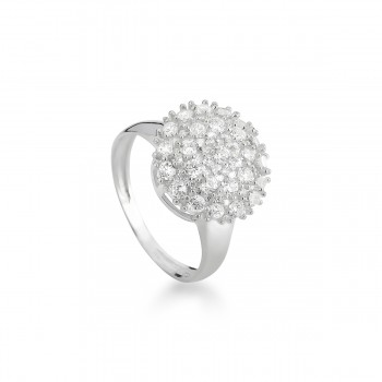 Anel chuveiro redondo grande zirconia cristal, prata. 341463