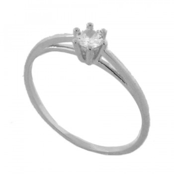 Anel solitario zirconia cristal 3mm, aro liso, prata. 341491