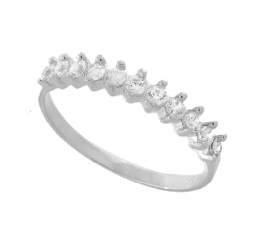 Anel meia alianca zirconia branca 2mm, prata. 3415060