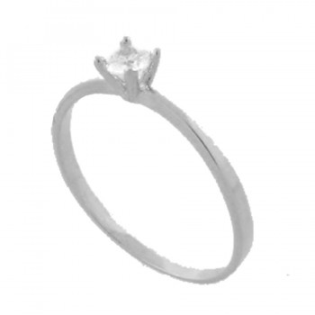 Anel solitario zirconia cristal 3,5mm com 4 garras, prata. 3415070